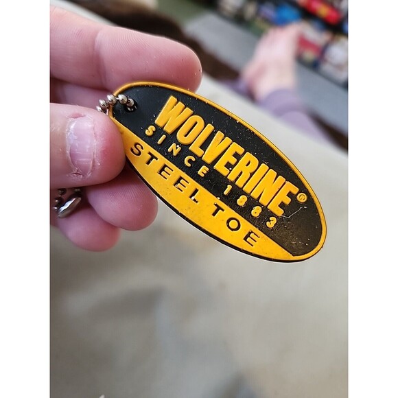 Wolverine Steel Toe Boots And Shoes Keychain, Keyring Yellow Black Plastic - Picture 6 of 6
